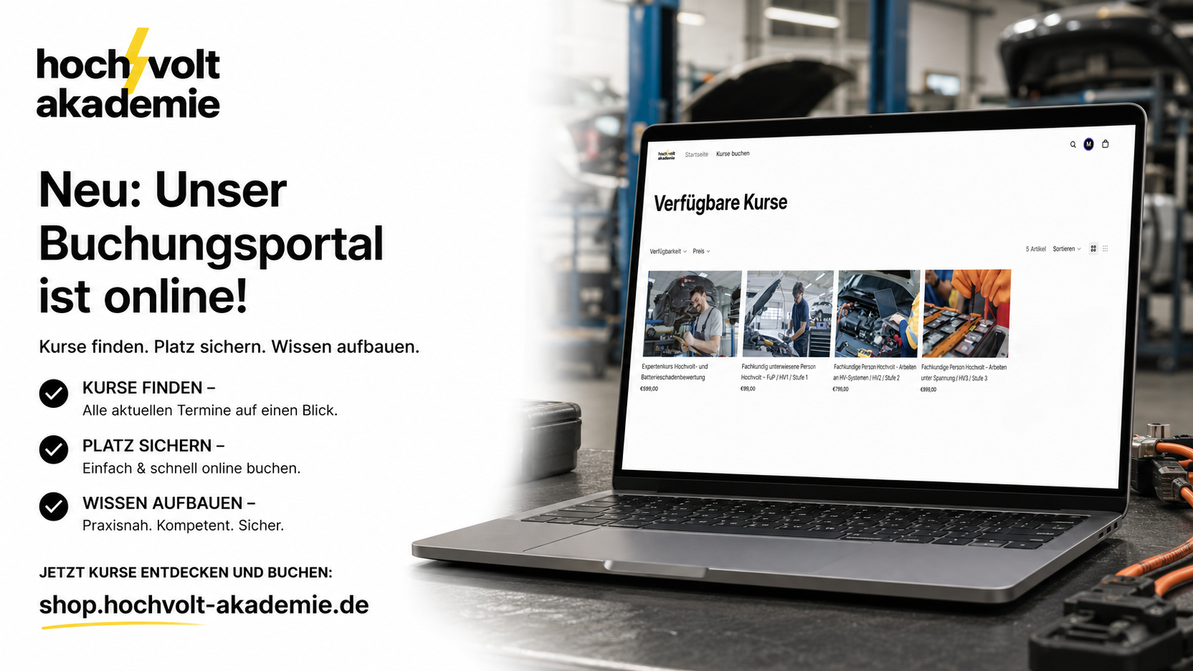 Neues Buchungsportal der Hochvolt Akademie: Schulungen jetzt noch einfacher online buchen